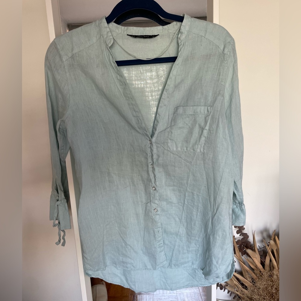 Zara Linen Button Up Top